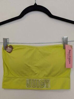 Juicy Couture Neon Green Strapless Rhinestone Tube Top, Medium, NWT